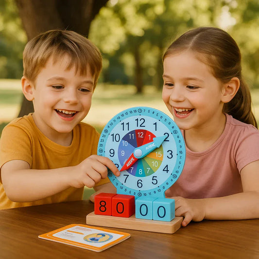 Izglītojoša pulksteņa rotaļlieta bērniem laika izpratnei