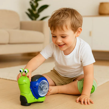 Spīdošs un mūziku spēlējošs rāpojošs gliemezis – attīstoša rotaļlieta