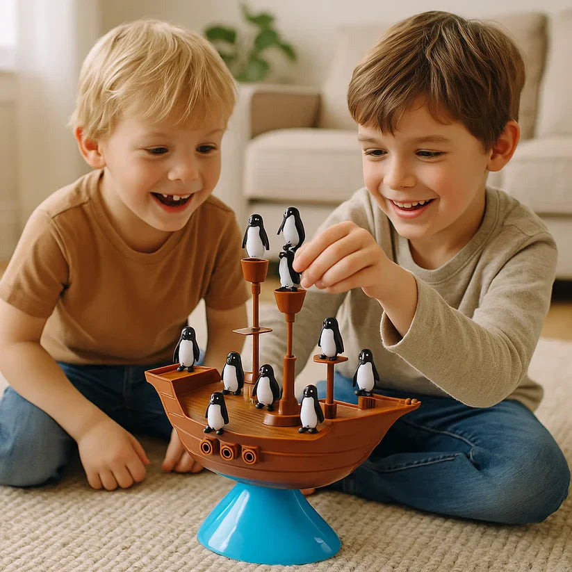 Pingvīnu pirātu kuģis – līdzsvara spēle visai ģimenei