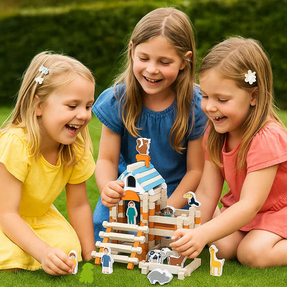 Koka konstrukciju klucīši – likšanas un būvēšanas rotaļlieta