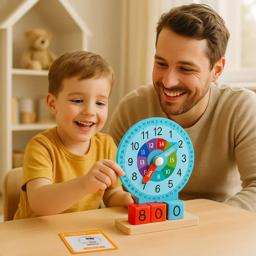 Izglītojoša pulksteņa rotaļlieta bērniem laika izpratnei