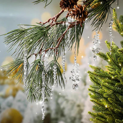 24 kristāla leduspušu Ziemassvētku eglītes rotājumi (3 dažādi dizaini)