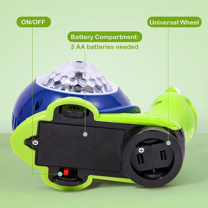 Spīdošs un mūziku spēlējošs rāpojošs gliemezis – attīstoša rotaļlieta