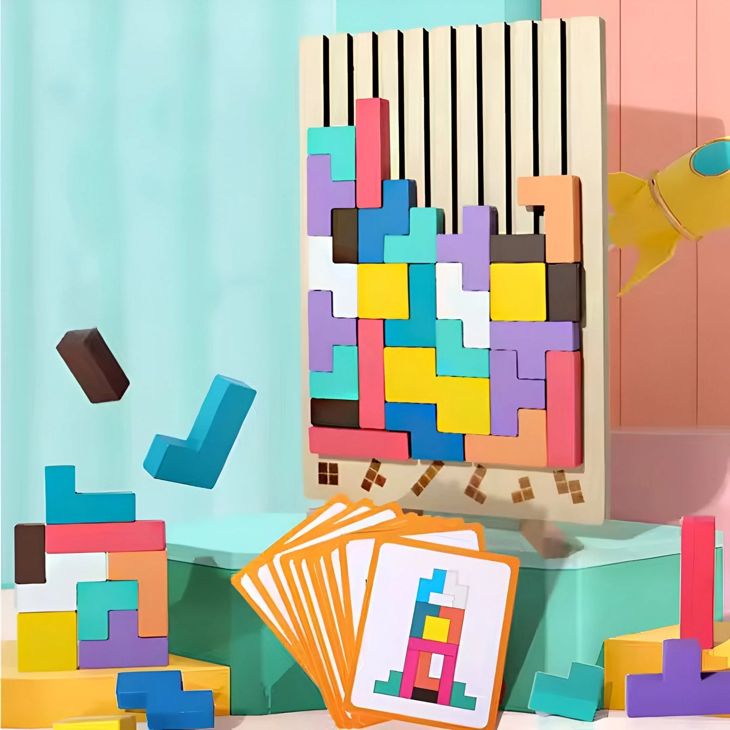 Montessori Koka Tetris – Attīstoša 3D Konstrukcijas Spēle Bērniem