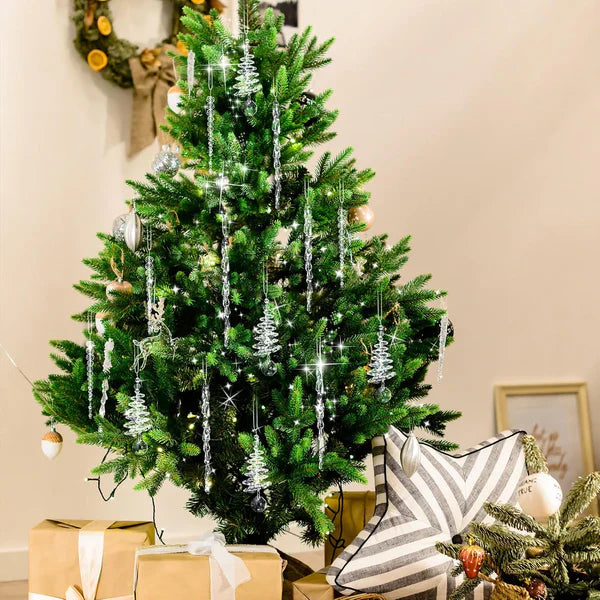 24 kristāla leduspušu Ziemassvētku eglītes rotājumi (3 dažādi dizaini)