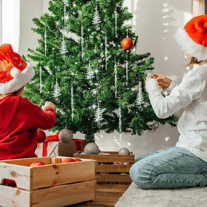 24 kristāla leduspušu Ziemassvētku eglītes rotājumi (3 dažādi dizaini)