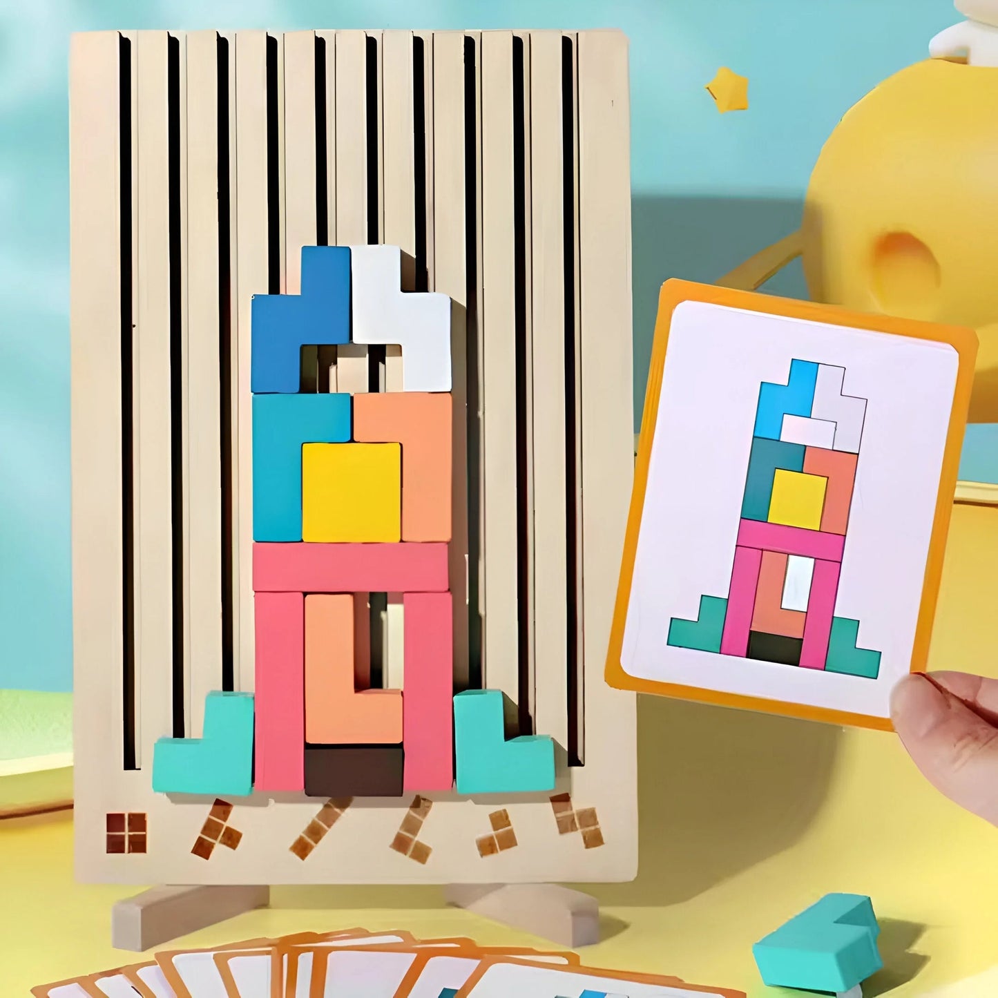 Montessori Koka Tetris – Attīstoša 3D Konstrukcijas Spēle Bērniem
