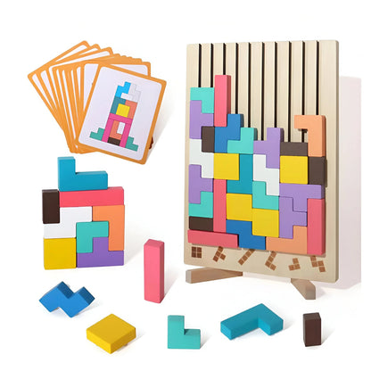 Montessori Koka Tetris – Attīstoša 3D Konstrukcijas Spēle Bērniem