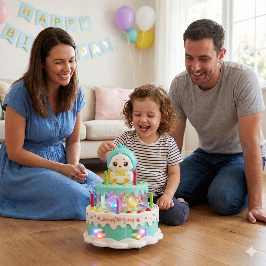 Dejojošā Dzimšanas Dienas Kūka – Mūzikas LED Rotaļlieta Bērniem