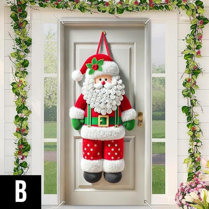 Ziemassvētku durvju vainags ar lentu un zvaniņiem – iespaidīgs svētku akcents