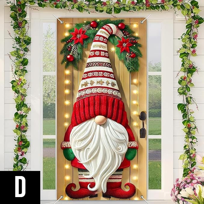 Ziemassvētku durvju vainags ar lentu un zvaniņiem – iespaidīgs svētku akcents