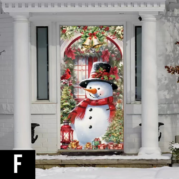 Ziemassvētku durvju vainags ar lentu un zvaniņiem – iespaidīgs svētku akcents