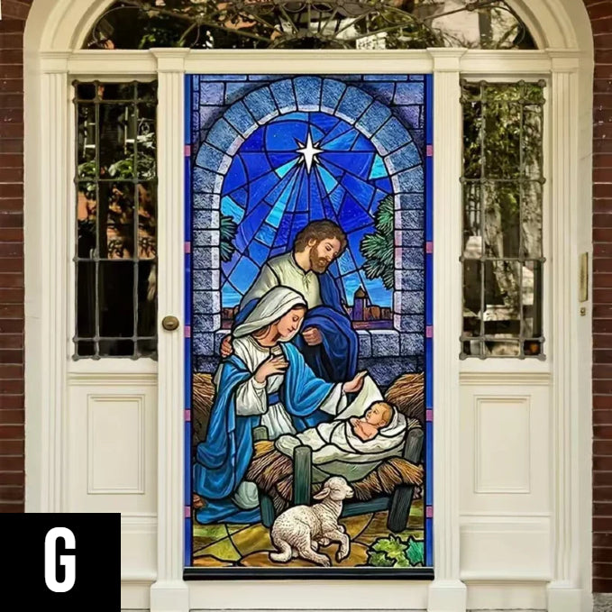 Ziemassvētku durvju vainags ar lentu un zvaniņiem – iespaidīgs svētku akcents