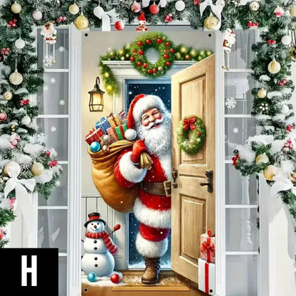 Ziemassvētku durvju vainags ar lentu un zvaniņiem – iespaidīgs svētku akcents