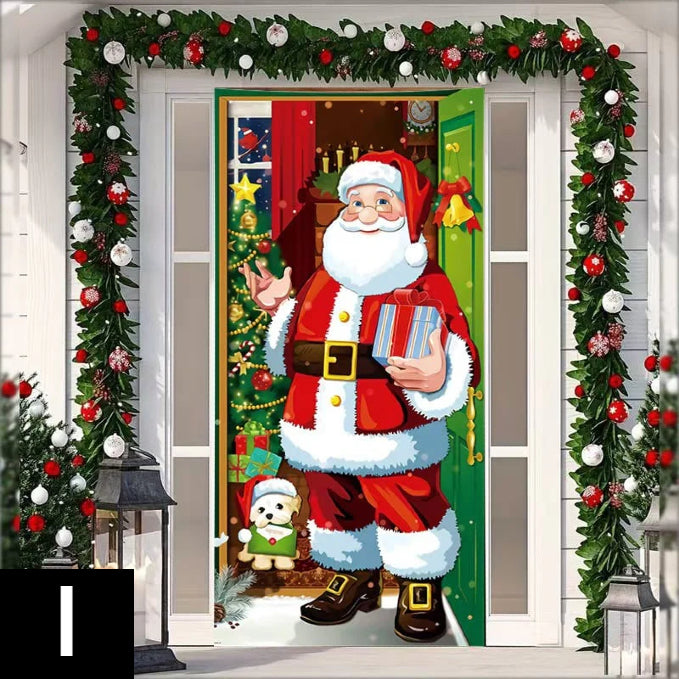 Ziemassvētku durvju vainags ar lentu un zvaniņiem – iespaidīgs svētku akcents