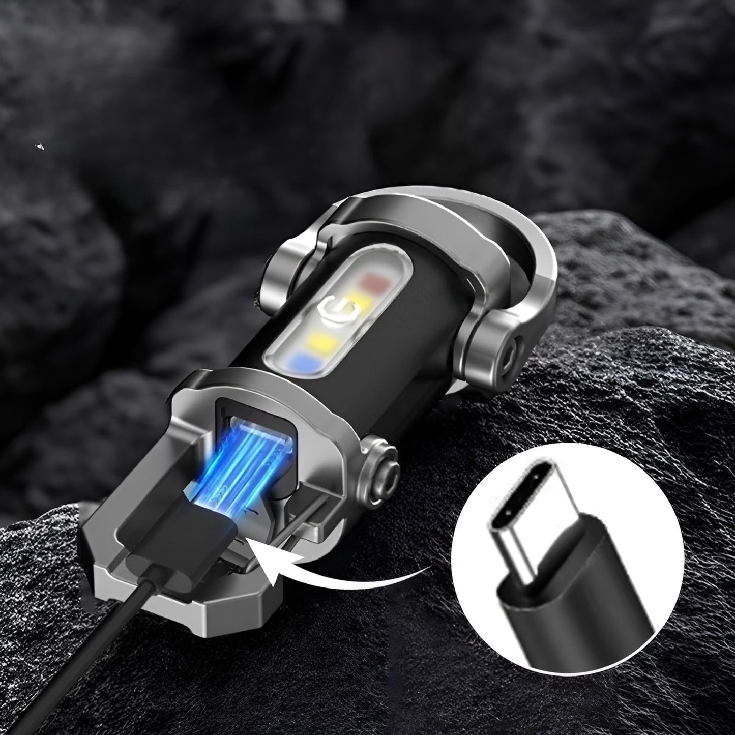 Uzlādējams spilgts lukturītis ar atslēgu piekariņu