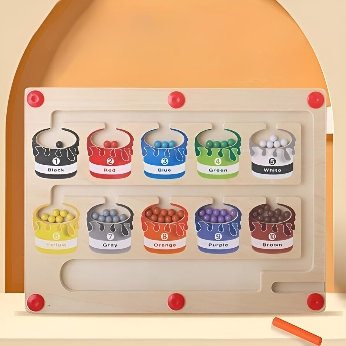 Krāsu un ciparu magnētiskais labirints bērniem