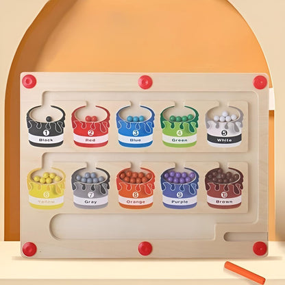 Krāsu un ciparu magnētiskais labirints bērniem