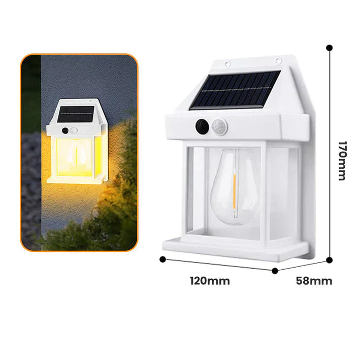 Āra sienas lampas ar saules enerģijas uzlādi
