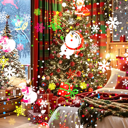 Ziemassvētku LED Projektora Lampa – 16 Svētku Raksti ar Griešanās Efektu